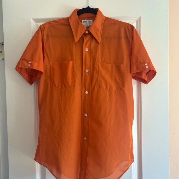 Tops - Vintage Tricot Collared Nylon Button-up Shirt